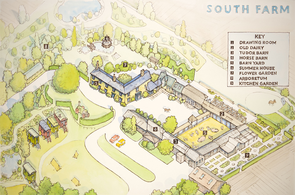 Illustrated map of South Farm