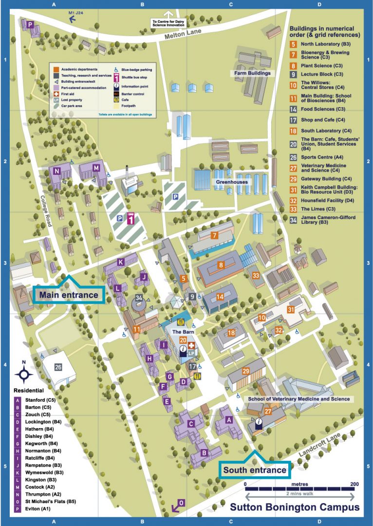 Illustrated map of Sutton Bonington campus